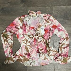 Tahari Pink  Satin Blouse